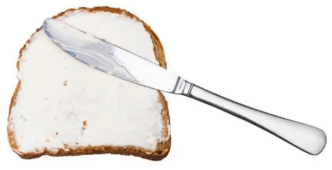 Grain bread and Cheese spread sandwich with knife Stock Photos