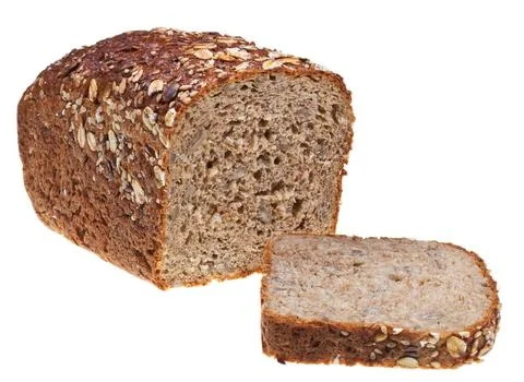 Grain bread loaf and sliced hunch Stock Photos