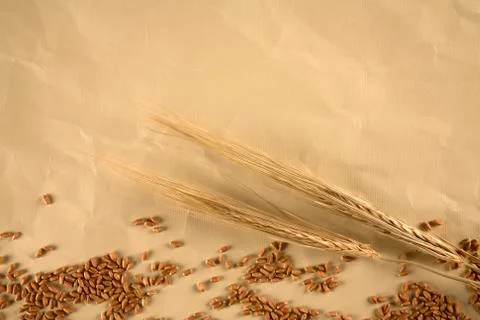 Grain on brown paper background Stock Photos
