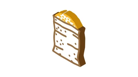 Grain canvas bag wheat isometric icon animation Stock Footage 327293414