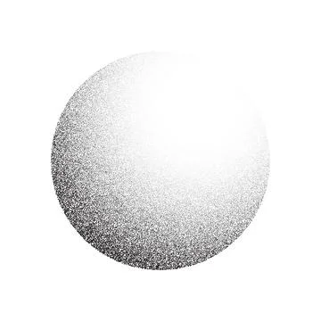 Grain circle gradient. Stippled round shape. Radial stochastic dotwork texture Stock Illustration