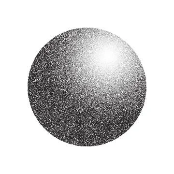 Grain circle gradient. Stippled round shape. Radial stochastic dotwork texture 스톡 일러스트