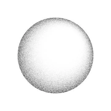 Grain circle gradient. Stippled round shape. Radial stochastic dotwork texture 스톡 일러스트