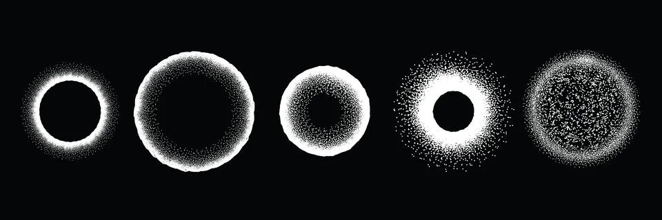 Grain circle set, vector dot noise round shapes, grunge texture イラスト素材