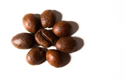 Grain of coffee, beans. White background Stock Photos