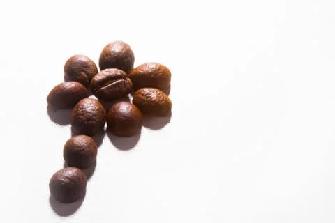 Grain of coffee, beans. White background Stock Photos