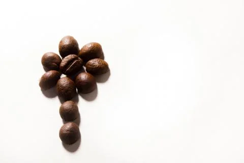 Grain of coffee, beans. White background Stock Photos