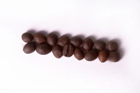Grain of coffee, beans. White background Stock Photos