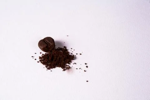 Grain of coffee, beans. White background 스톡 사진
