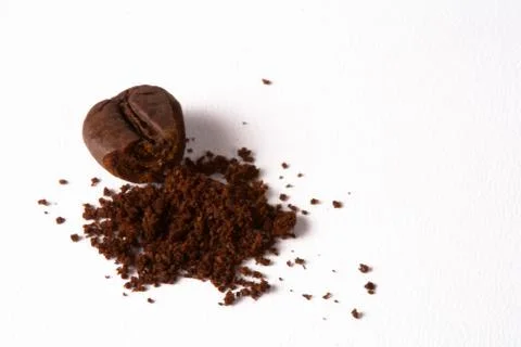 Grain of coffee, beans. White background Stock Photos