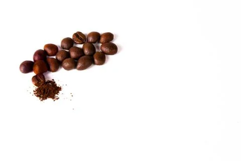 Grain of coffee, beans. White background Stock Photos