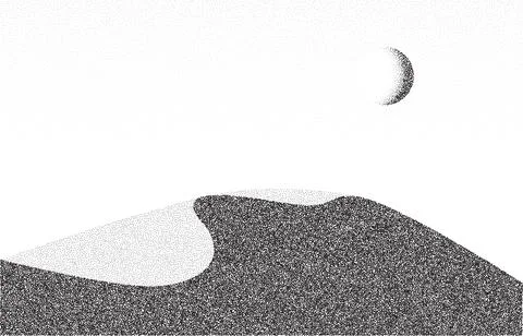 Grain dune desert. Stipple eastern landscape and terrain background. Sand hill Stock Illustration