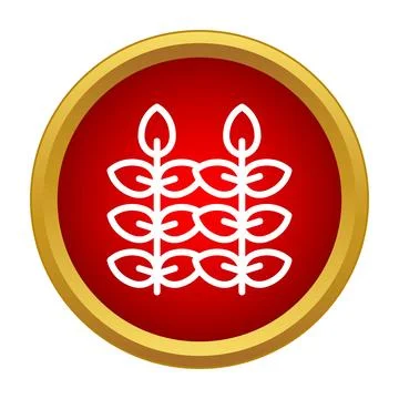 Grain ears icon in red and gold frame Stock Illustration