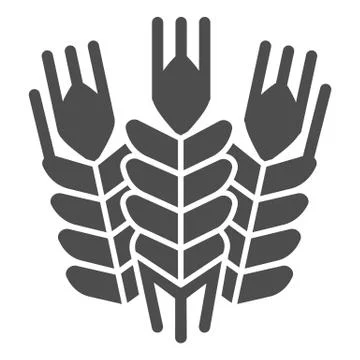 Grain ears solid icon, Craft beer concept, wheat grains sign on white background Illustrazione stock