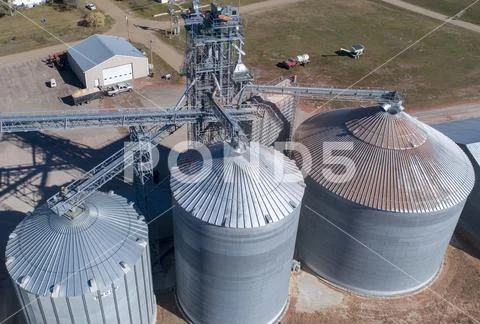 Grain elevator and storage bins Stock Photos