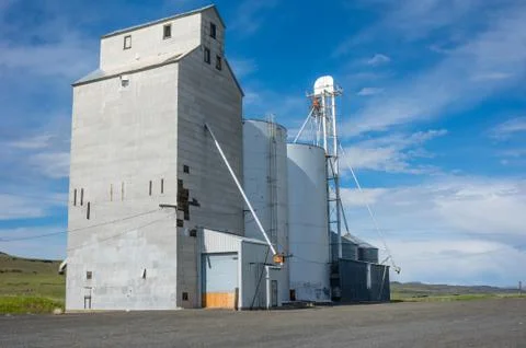 Grain elevator and storage silo Foto stock