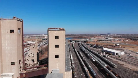 Grain Elevator and trains Stock Footage 98613545