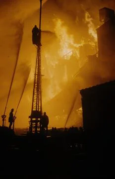 Grain Elevator Fire, Chicago, Illinois, USA 스톡 사진