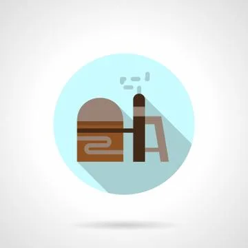 Grain elevator flat round vector icon Stock Illustration