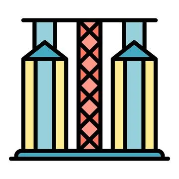 Grain elevator icon color outline vector Stock Illustration