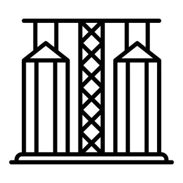 Grain elevator icon, outline style Stock Illustration