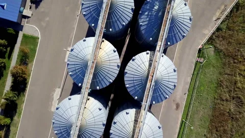 Grain elevator at modern agro processing factory Stock Footage 142604642