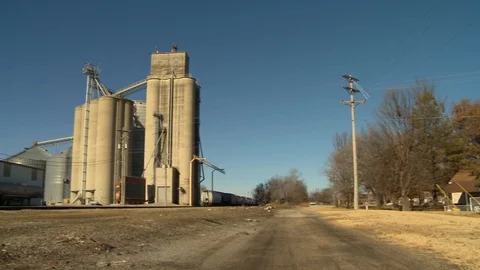 Grain Elevator Neodesha Kansas pan Stock Footage 100048426