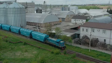 Grain elevator outside Carseland in fall. Video stock 230703859