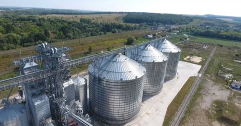 Grain Elevator In Rural Landscape Stock Footage 79754264