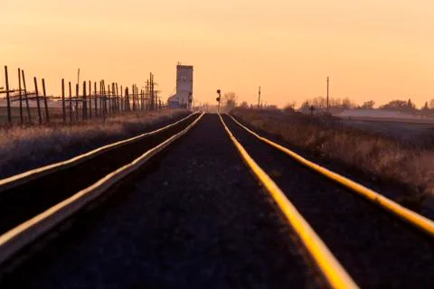 Grain Elevator Saskatchewan sunset Stock Photos