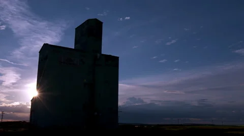 Grain elevator in silhouette Stock Footage 67641946