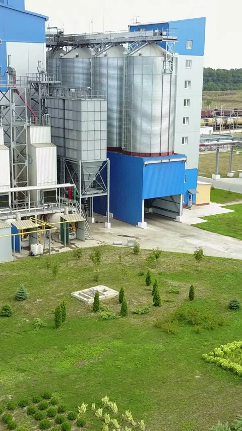Grain elevator for storage of agricultural crops. Stock Footage 296734653