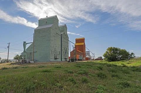 Grain elevator in the town of Nanton Stock Photos