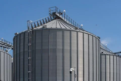 Grain elevators. Agricultural Silos Stock Photos