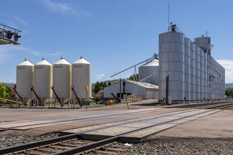 Grain elevators and storage facility Idaho state; Stock Photos
