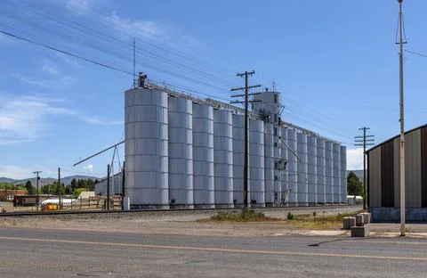 Grain elevators and storage facility Idaho state; Stock Photos