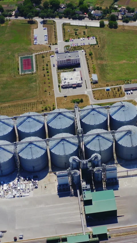 Grain elevators on field. Stock Footage 272999684