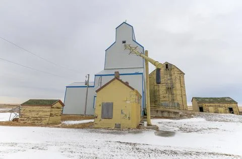 Grain Elevators at Mossleigh, Alberta Stock Photos
