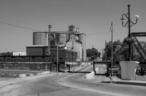 Grain Elevators in Town Stock Photos