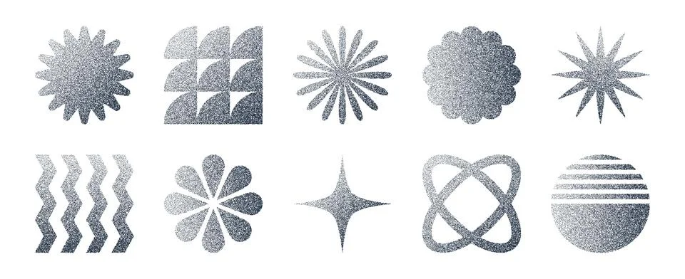 Grain geometric shape figures, dotted elements Иллюстрация