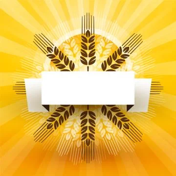 Grain with label and sun Stock Illustration