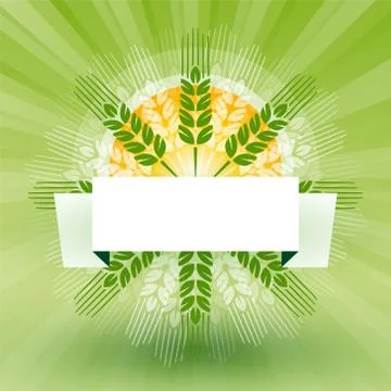 Grain with label and sun Stock Illustration