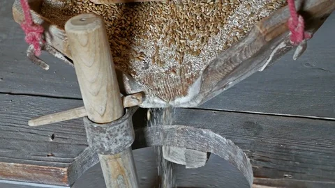 Grain milling in old mill Stock Footage 95385840