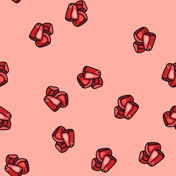 Grain pomegranate red fruit vector seamless pattern Illustrazione stock