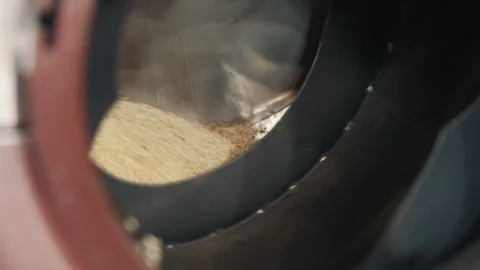 Grain processing inside stainless steel industrial mixer Stock Footage 308033922