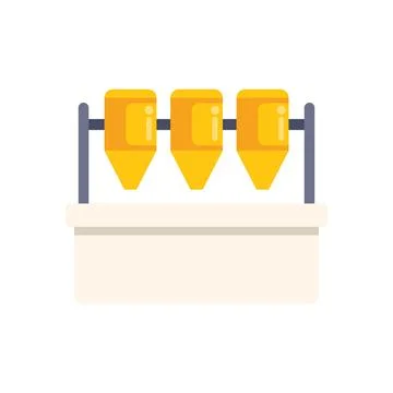 Grain processing machine filling bags on automated production line Illustrazione stock