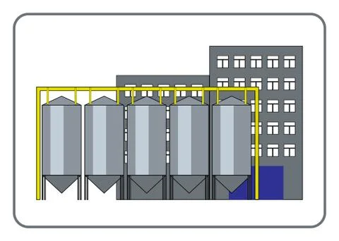 Grain processing plant icon in the frame Stock Illustration