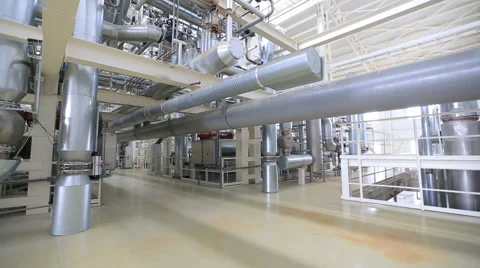 Grain processing plant Large storage space and metal pipes. Stock Footage 68827233