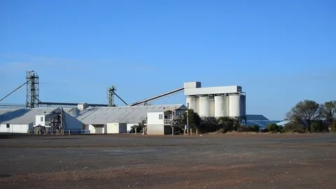 Grain processing silo in Australia Stock-Footage 80128896