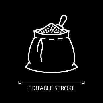 Grain in sack white linear icon for dark theme Illustrazione stock
